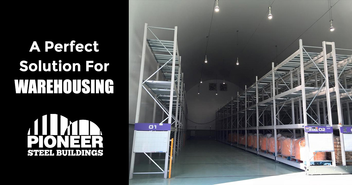 Pioneer Steel Building with warehousing racks